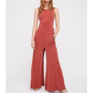 Free People Tie Back Wide Leg Jumpsuit